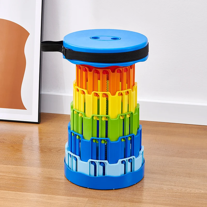 Easy Telescopic Round Portable Retractable Plastic Camping Gardening Folding Stool Retractable stool