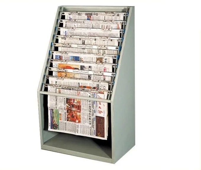 Public Modern Metal Magazine Newspaper Rack Outdoor Newspaper Display Stand