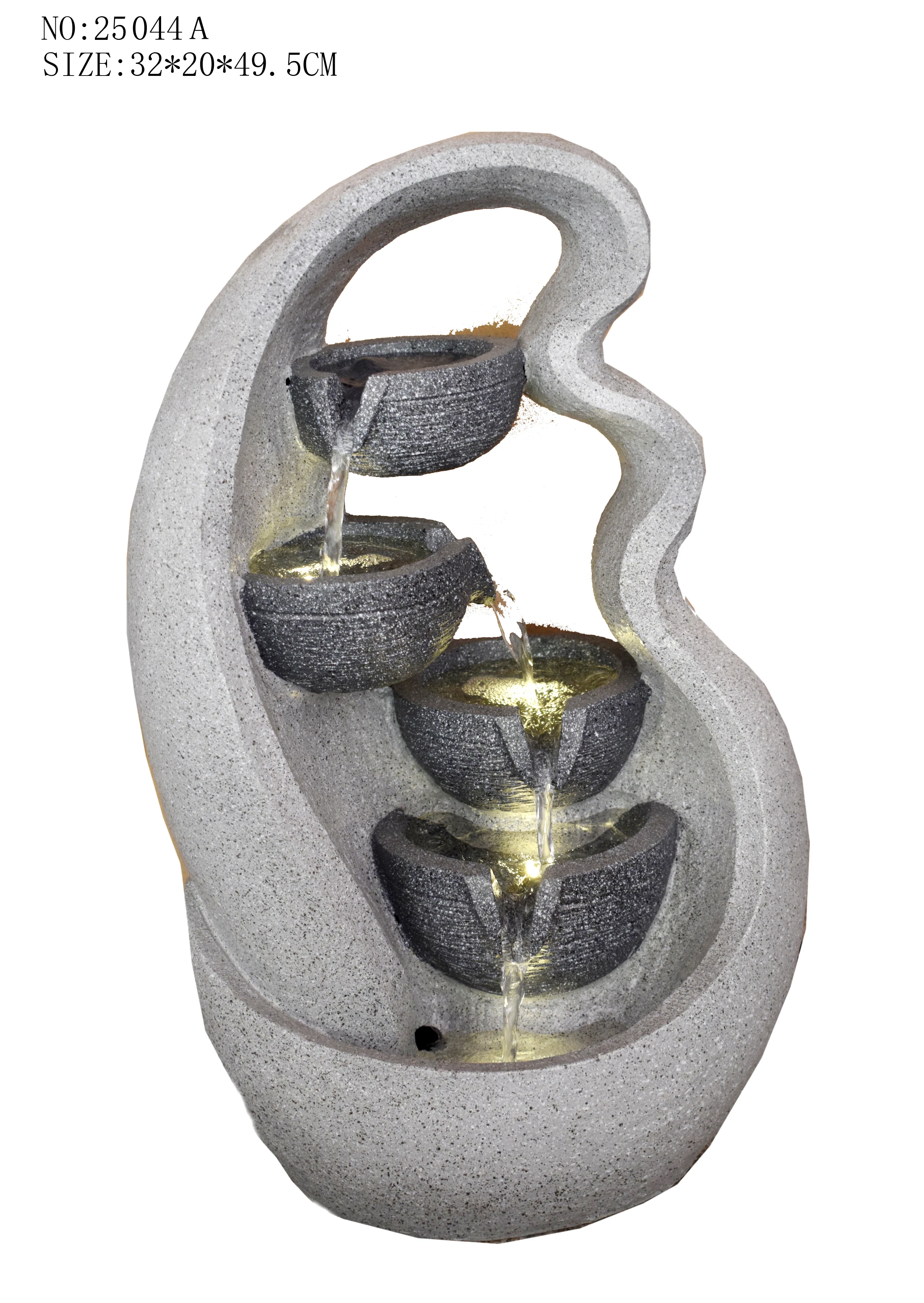 Stone rockery large polyresin water fountain with led light packing