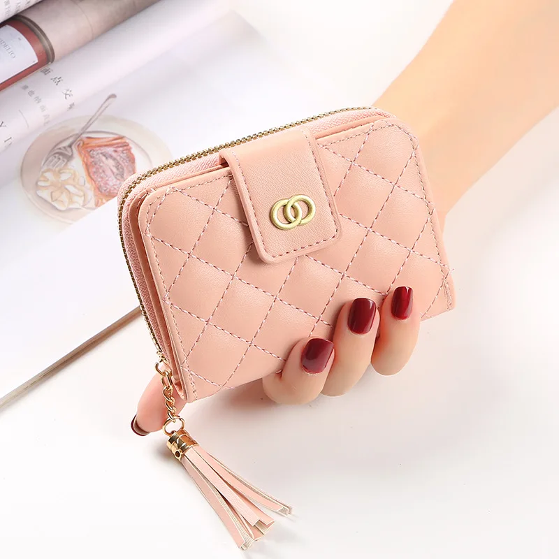 Mini small clutch bag slim leather wallets for ladies with zipper