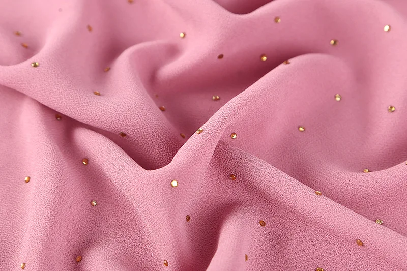 New Style Custom Bubble Chiffon Fancy Diamond Chain Ladies Muslim Hijab Islamic Hijabs