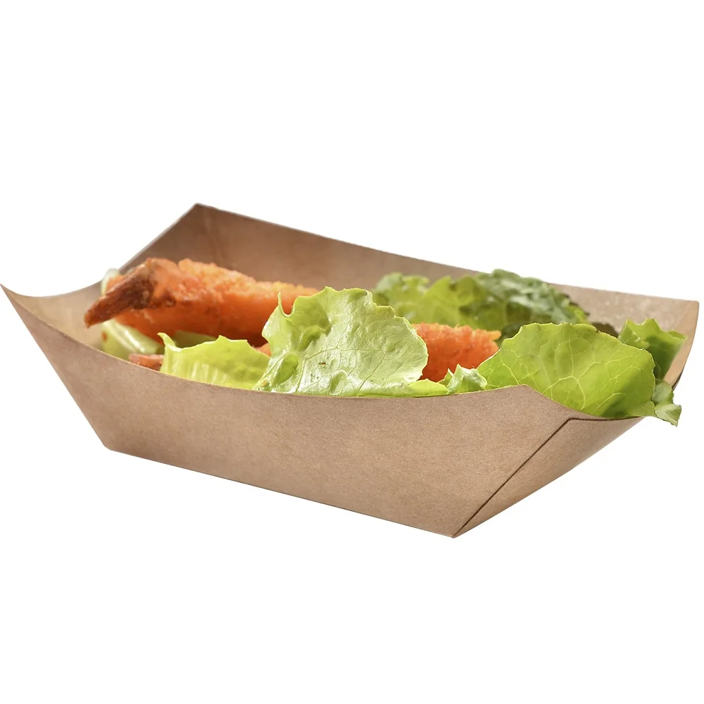 Logo printed Disposable chips chicken wings food paper tray food plate