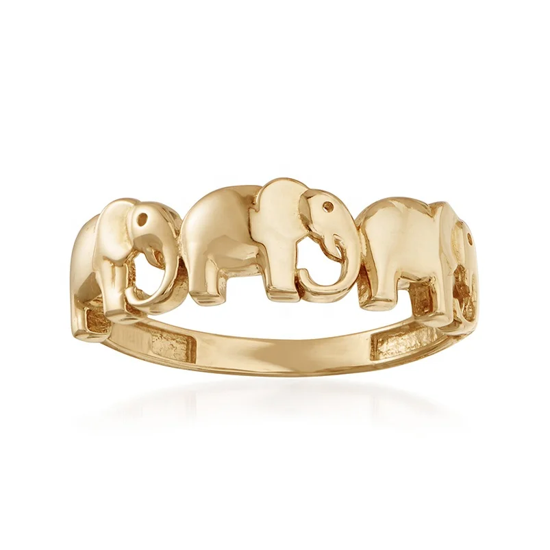 Gemnel 925 sterling silver 14k gold plated cute animal elephant ring for women