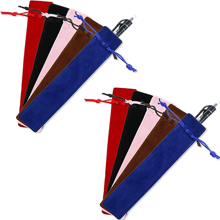 YASEN Customized Cheap Price Multicolor Pen Pouch Velvet Drawstring Pen Bag Velvet Case Pencil Bag For Pen and Pencil