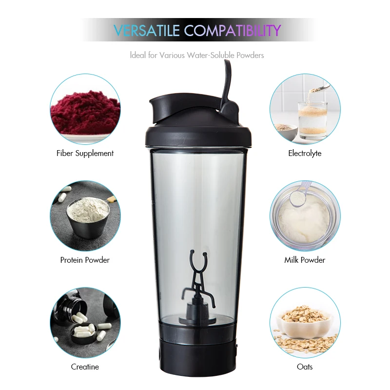 Stainless steel electric shaker stir quickly melting flask Hot Cold insulated sports electric shaker water bottles