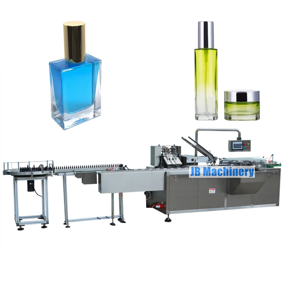  JB-WZ80 Automatic bottle carton box packing machine/cosmetics perfume boxing machine          Lotion cream jar washing filling and capping line 