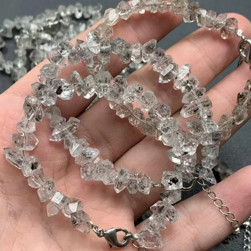Натуральный пакистанский высококачественный Herkimer бриллиантовый браслет Алмазный грубый двойной