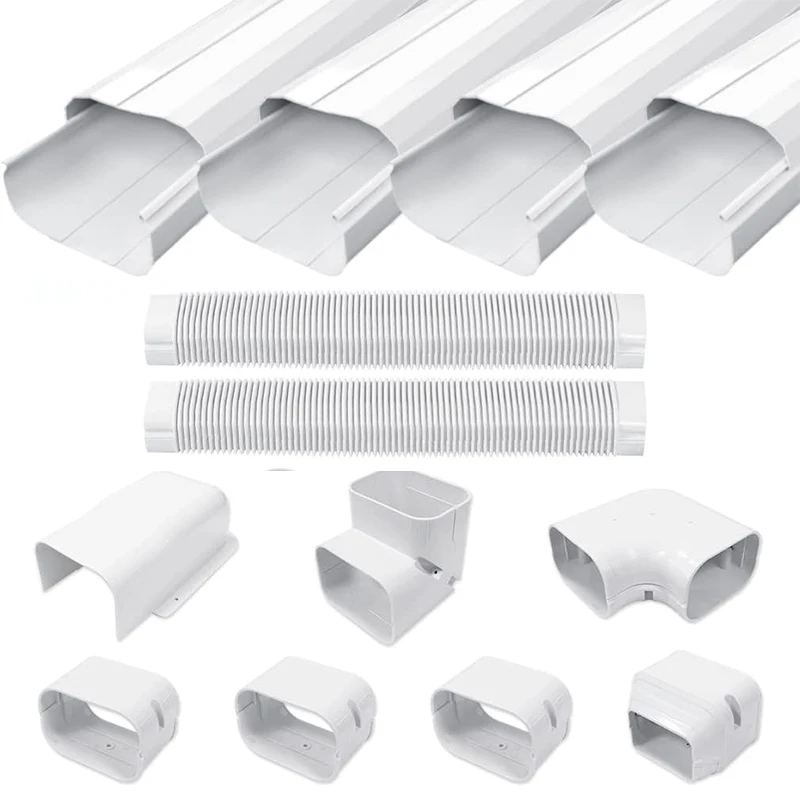100mm PVC Decorative Pipe Line Cover Kit for Ductless Mini Split Air Conditioner-Full Set,Accept Customize