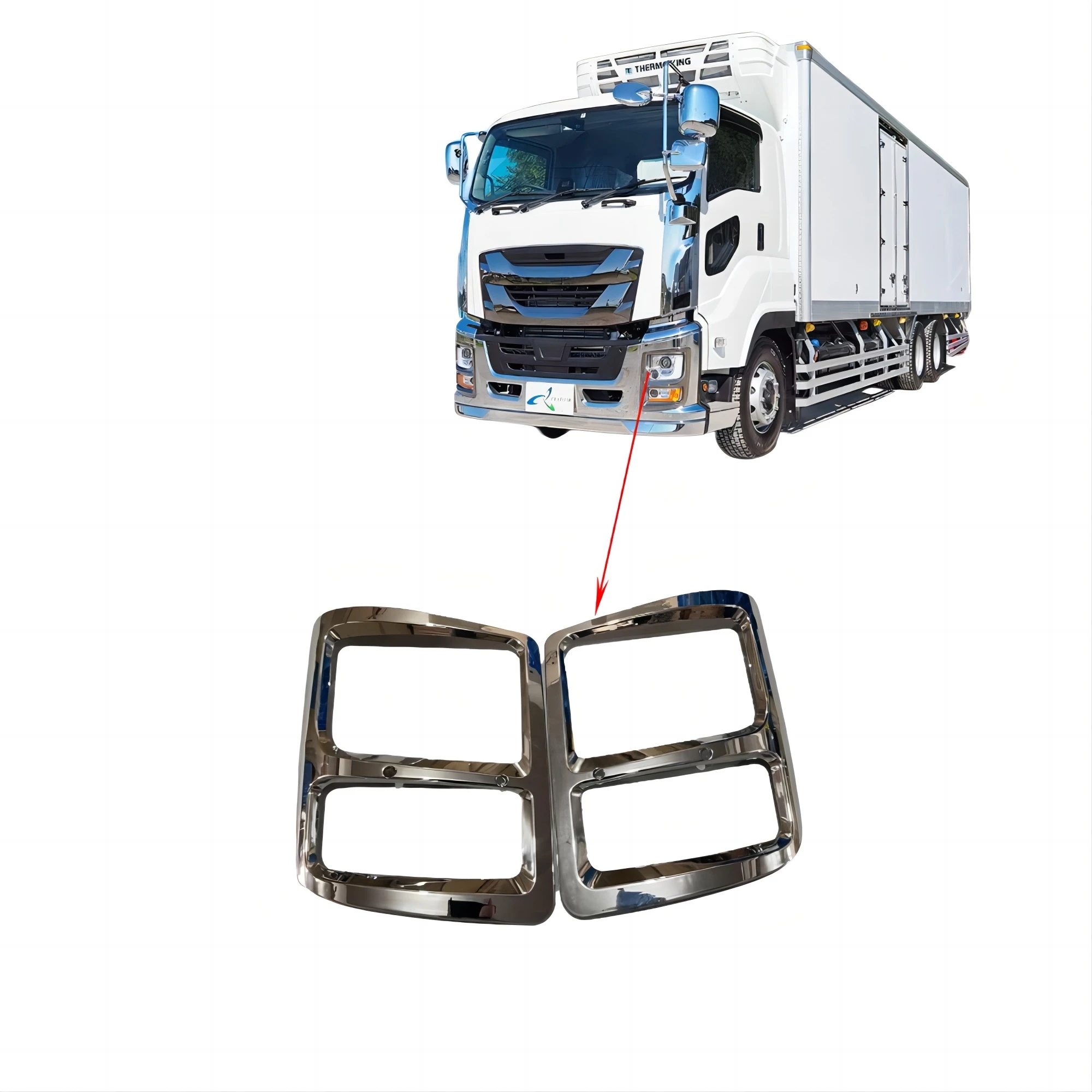 Truck aftermarket repair market Japanese truck accessories high quality electroplated chroem headlamp light frame for Isuzu GIGA