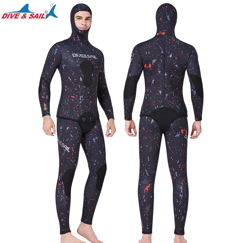 3mm 5mm 7mm Limestone Free Diving Neoprene Wet Suit High Quality Open Cell Neoprene Spearfishing Dive Wetsuit with Hood for Men