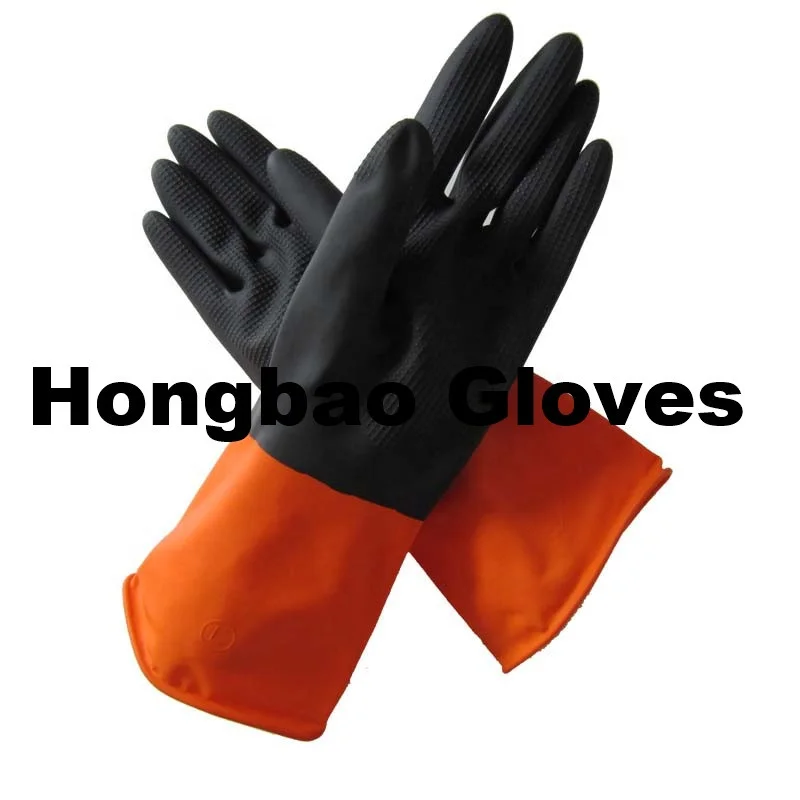 110g black and orange double color industrial latex gloves working rubber gloves