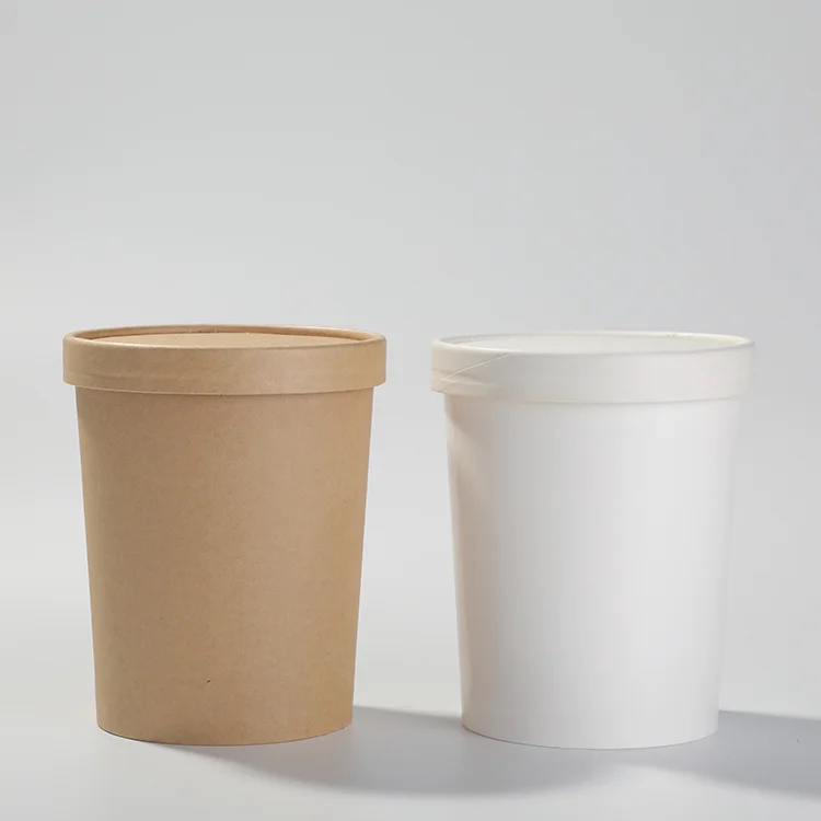 Manufacturers Supplier Disposable 8 Oz Porridge Food Containers Craft Paper Hot Heated Soup Cup Soup Bowl Craft