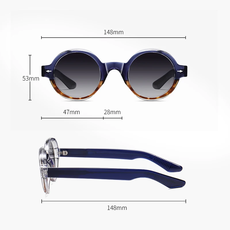 Retro Round Customized Sunglasses TAC Lenses UV400 Blocker Sun Glasses Acetate Temples Sunglasses 2024