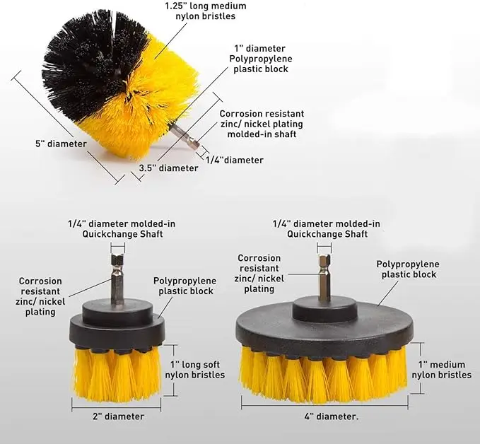 Wholesales 3 Pcs Power Scrubber & Electric Drill Attachment Brush of Kitchen Cleaning Tools Set