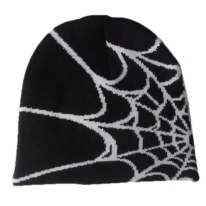 Jacquard Knitted Hat Spider Pattern Y2K Winter Warm Woolen Hat Fashion Trend Hip Hop Pullover Hat Casual Sports for Men Women
