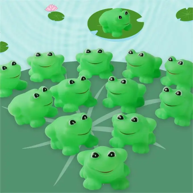 Mini Rubber Frogs for Bath Squeak and Float Frogs Swimming Bathtub Toys for Boys and Girls Birthday Party Decoration