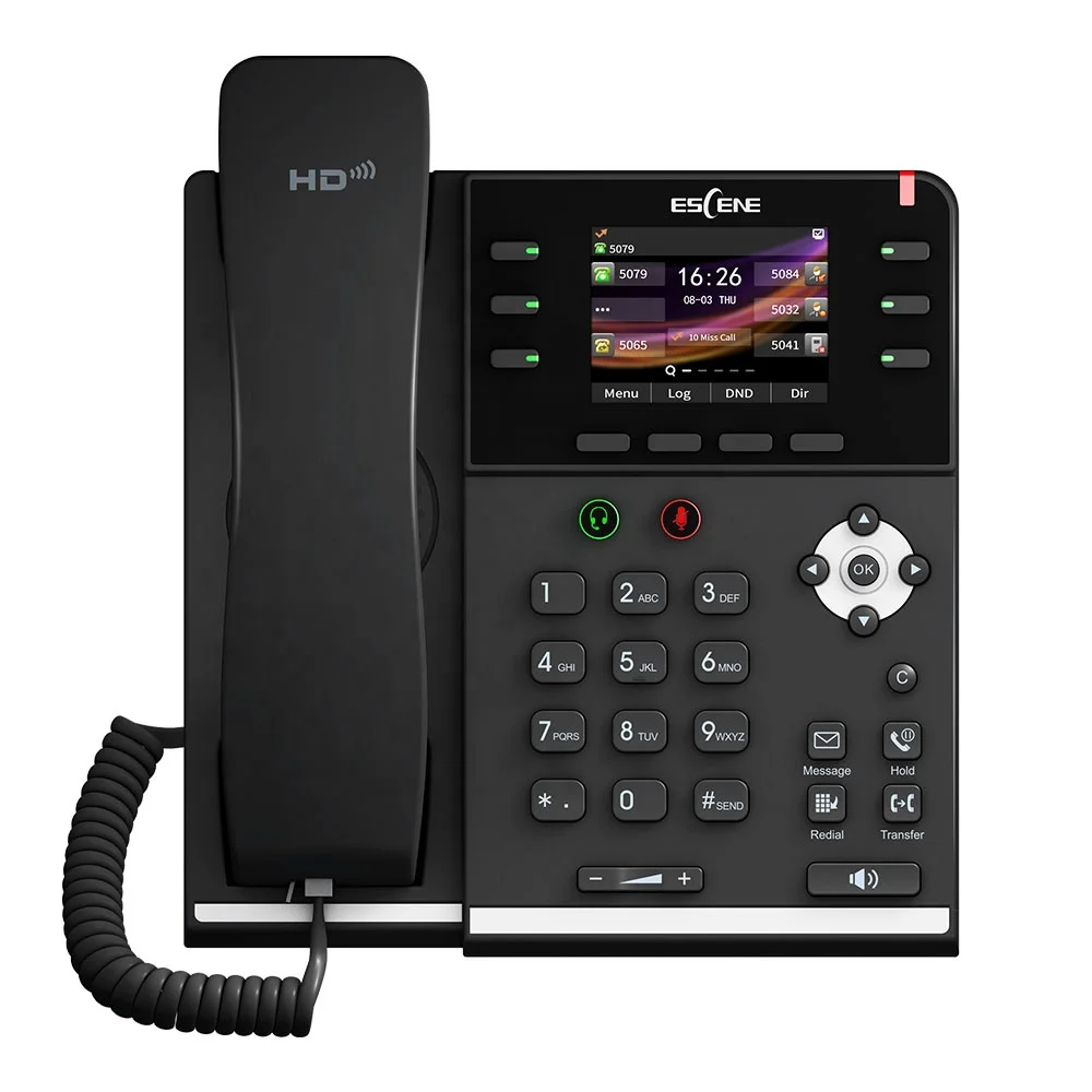 Escene  ES380-PG Gigabit Office IP Phone Support 6 SIP Accounts  HD Voice POE Desktop Home Phone