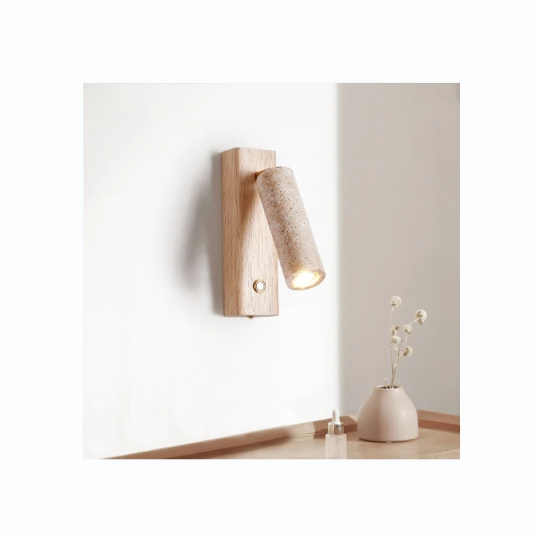 B3681 Travertine lava stone wall lamp lights lighting Walnut base America style creamy style contemporary modern simple style.