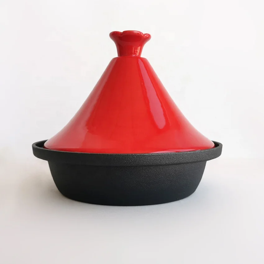 Non Stick Factory Manufacture Moroccan Tajin Pot Enameled Cast Iron Tajine Pot Set With Ceramic Lid Cast Iron Cookware