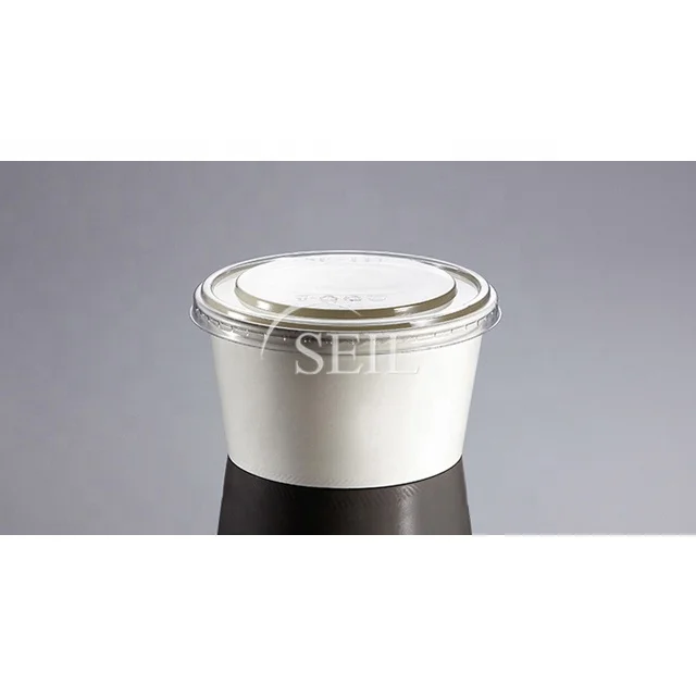 
SL-HRP-12 Disposable White Kraft Paper Bowl with Lid / High Quality Paper Bowl / Takeaway Salad Lunch Bowl 