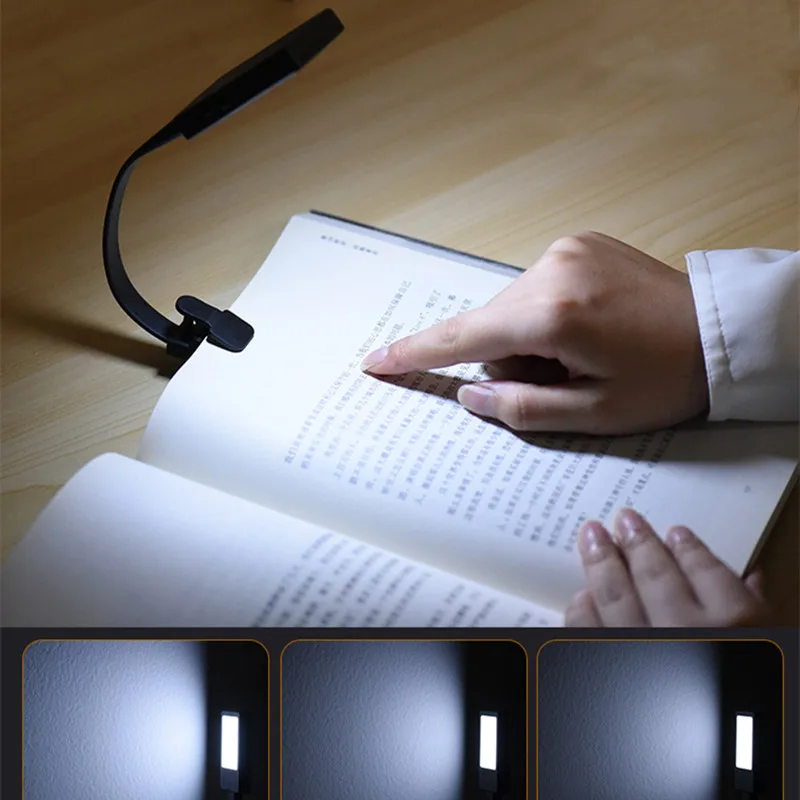 Book Light, USB Rechargeable Reading Light Reading Lamp with 3 Eye-Care Adjustable Brightness Modes, Flexible Clip on Book Light