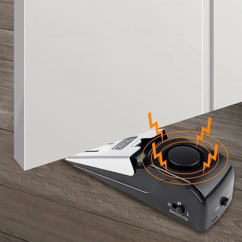 Wireless Door Stop Alarm System 120dB Loud Home Security Anti-Theft Door Block System Portable Doorstop Pressure Alarm
