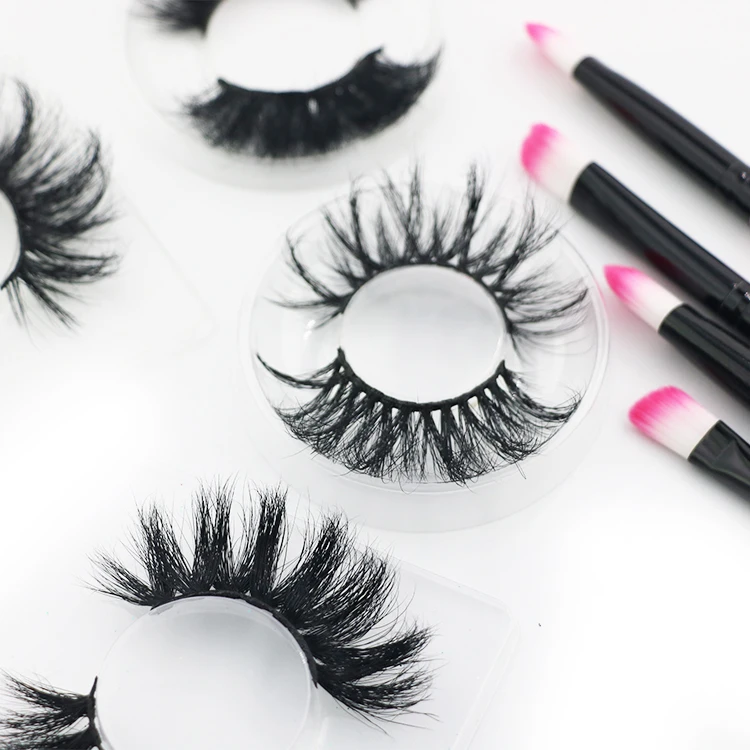 Professional manufacturer natural long 25mm 3d mink fluffy eyelashes  with privatel label