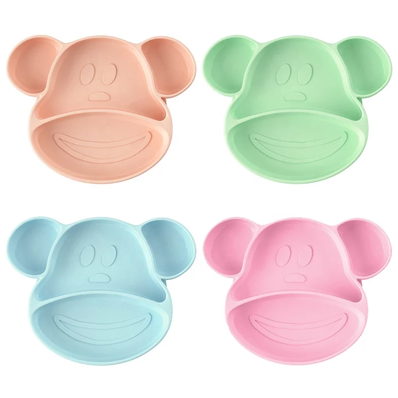 Baby meal plate baby tableware set suction cup type tray silica gel food bowl drinking soup straw bowl