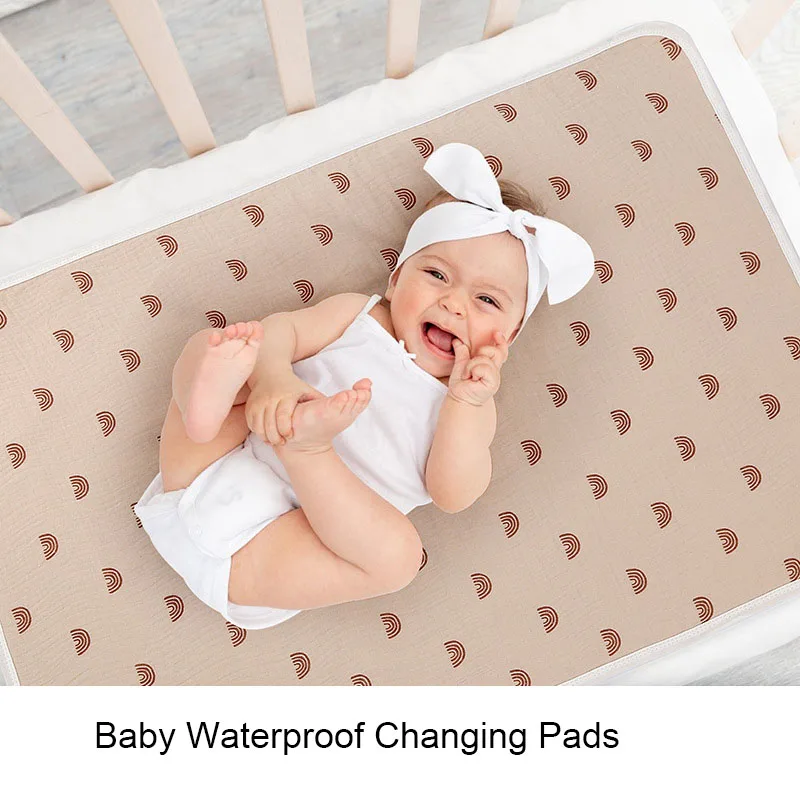 Lokeystar Printed Waterproof Baby Diaper Changing Pads Reusable Muslin Cotton Baby Changing Mat Covers