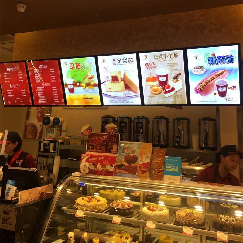 Professional Magnetic Restaurant Menu Board Aluminum Frame Advertising Acrylic Ultra-thin Backlit Led Light Box for A3 size