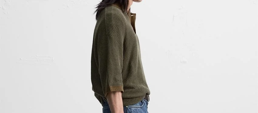 Man Dress Lapel Collar With Front Button Closure Short Sleeves Knitted Sweater Fashion Polo Neck Rib Hem Knitted Sweater For Man