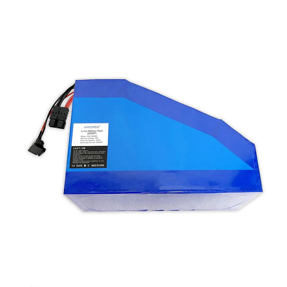 AMORGE Rechargeable 96V 40Ah  60AMP Lithium Li Ion Triangular Battery Pack with charger and BMS