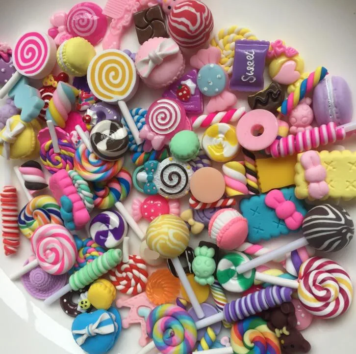 fairy garden dollhouse miniature artificial food resin soft candy heart charms cabochons