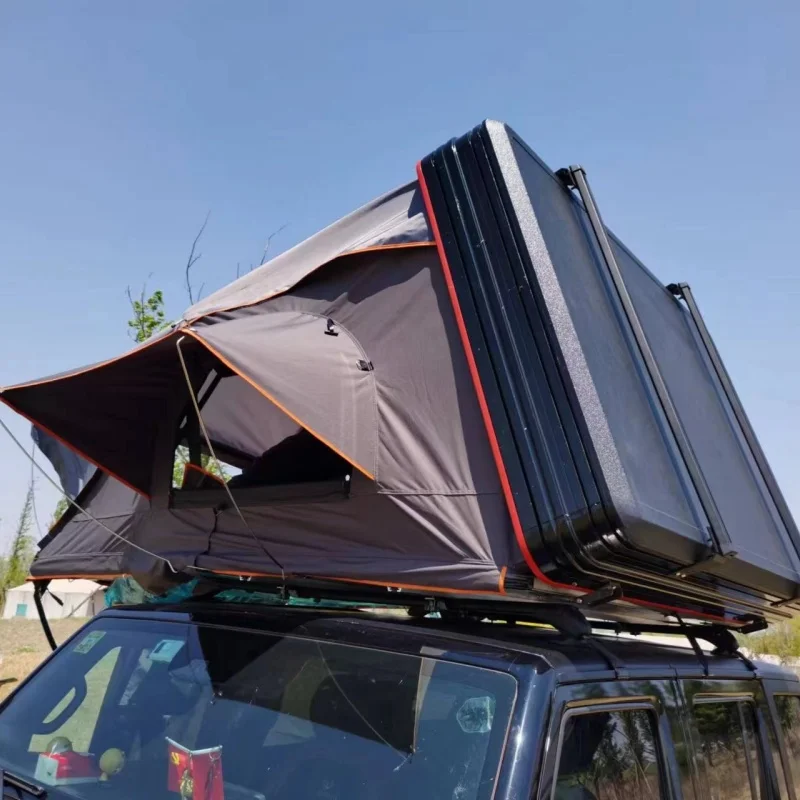 Factory  Wholesale  Aluminum Side Open Roof Top Tent For Suv 3-4 People Led Skylight Hard Shell Waterproof Rooftop Tent
