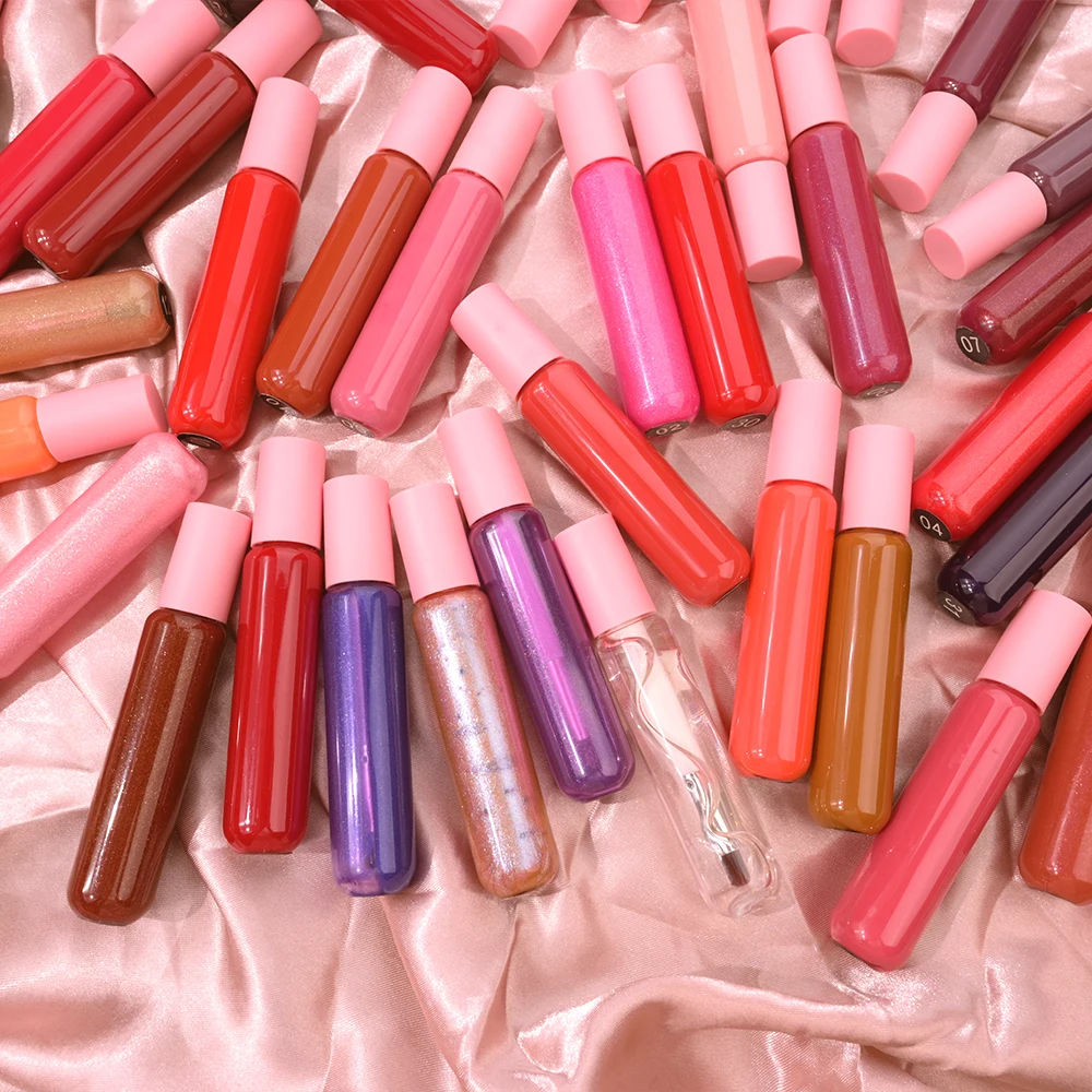 Pink Package Custom Logo Long Lasting Waterproof Mineral Glaze Blush Head Plumping Oil 42 Lip Gloss 63 Liquid Lipstick
