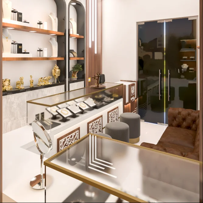 Custom Glass Jewellery Store Display Cabinet Luxury Showroom Furniture Design Lockable Marble Jewelry Counter Showcase