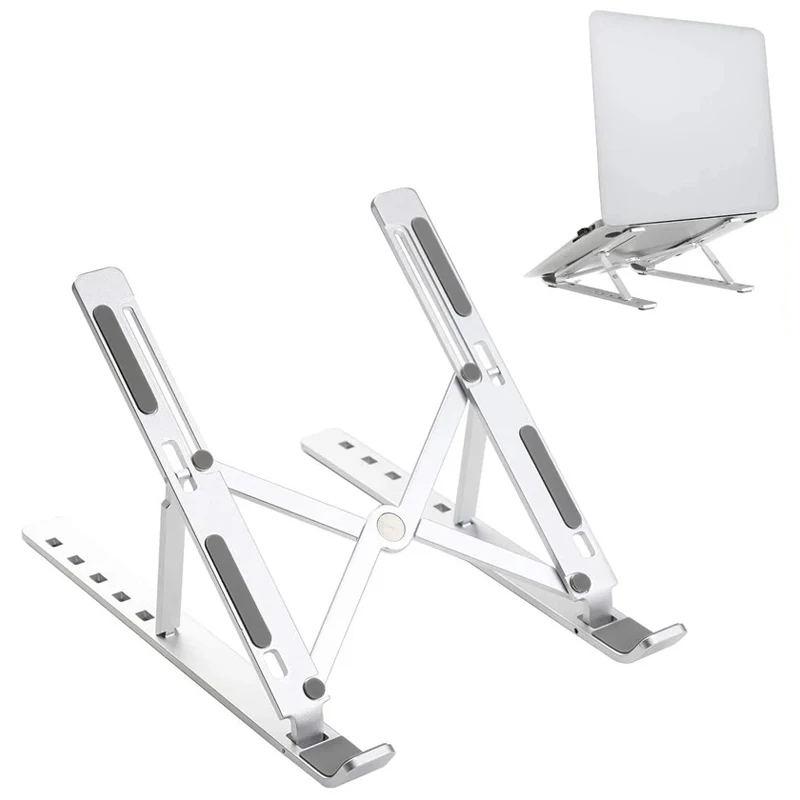 
Double quality adjustable height folding laptop desk table holder aluminum metal portable foldable laptop stand  (1600213960381)