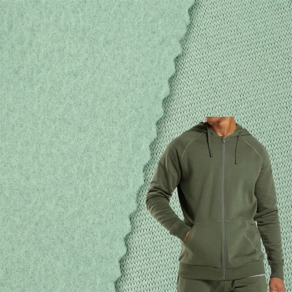 Hot Sale Knitted One Side Brushed Fleece 100%polyester Plain Dyed French Terry Fleece Fabric for Hoodie and Sweatshirt