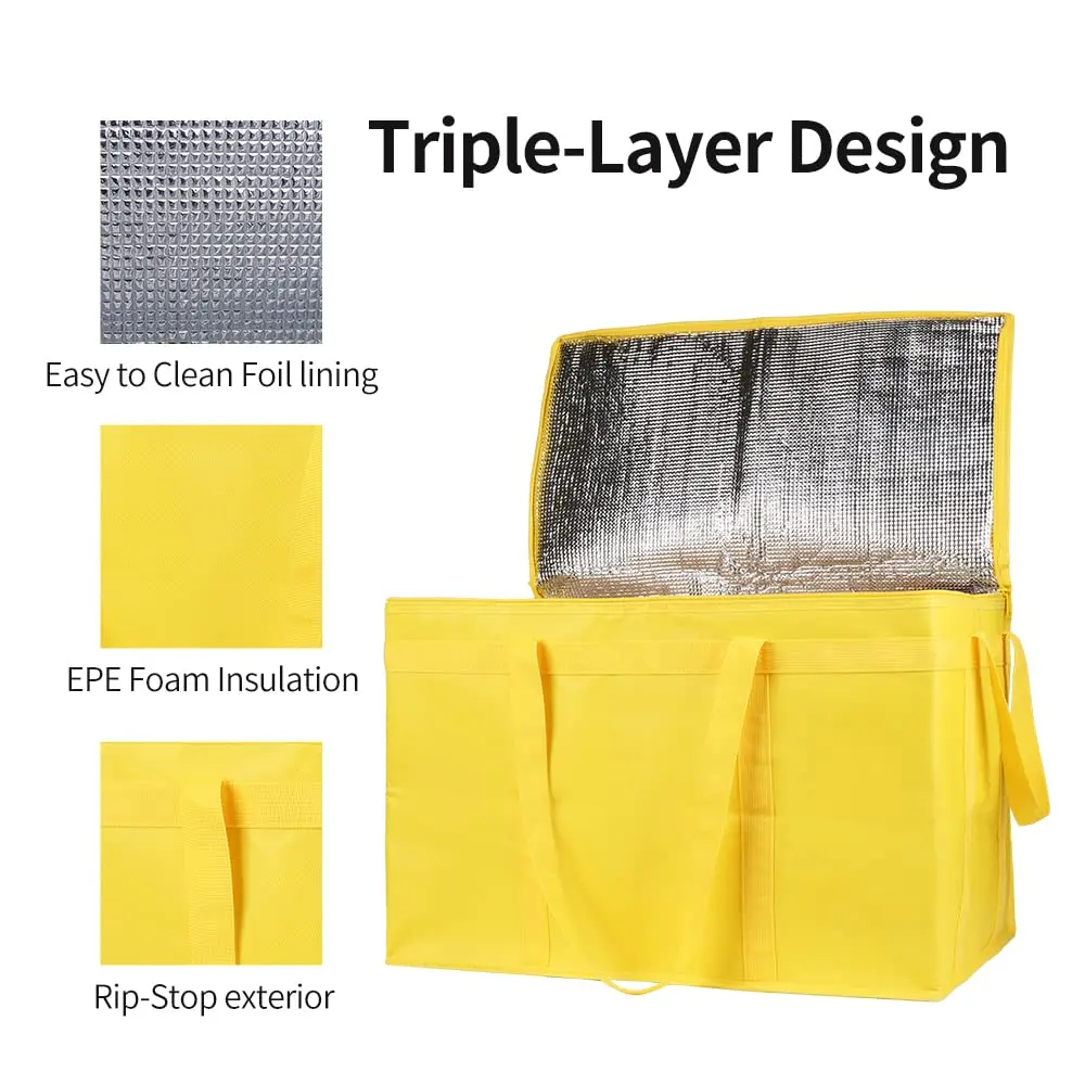 Insulated reusable shopping with zipper topper insulated food bag Soft ice bag beach cooler bag