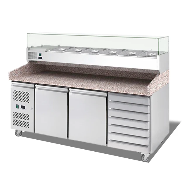 Commercial Countertop Display Counter Top Stainless Steel Workbench Chiller Pizza Working Table