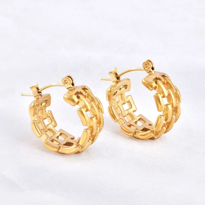 New Trendy Twist Chain Winding Braided Circle Earrings For Women Temperament Gold Earrings Punk Jewelry Gifts