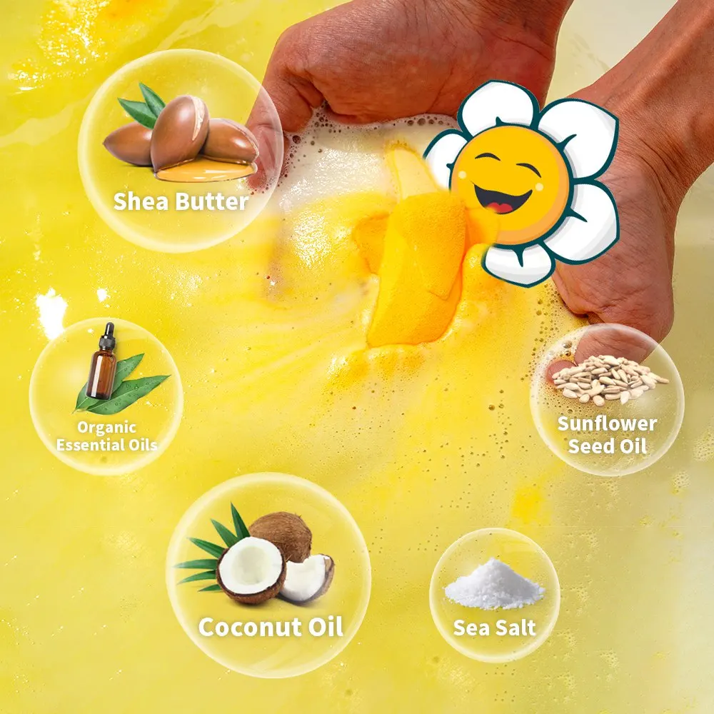 Happy Fruits Christmas Kids Bath Salt Bath Bombs Powder Gift Set Organic Salt Bath Bombs With Flowers