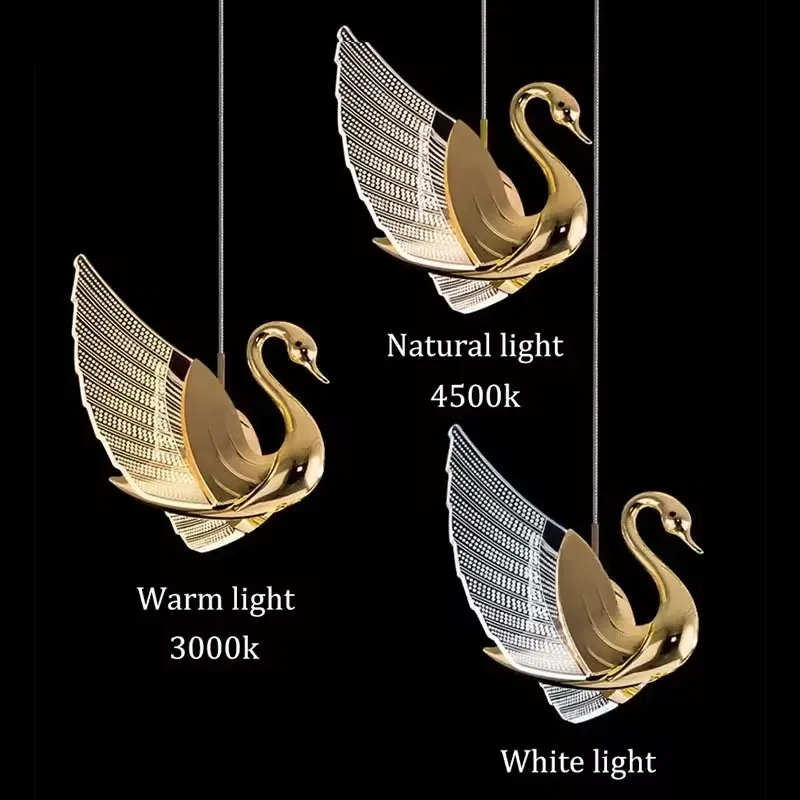 Swan LED Pendant Light Indoor Nordic Lighting For Home Living Room Decor Dining Tables Lights Bedside Bedroom Hanging Lamp