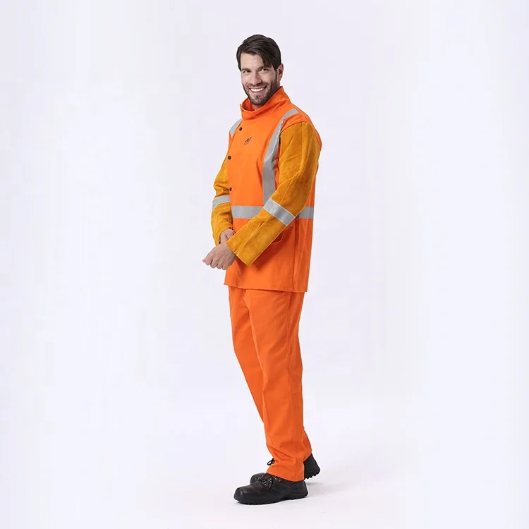 AP Hi-Vis Welding Jacket Leather Reflective Tape FR Work Clothing for Safety