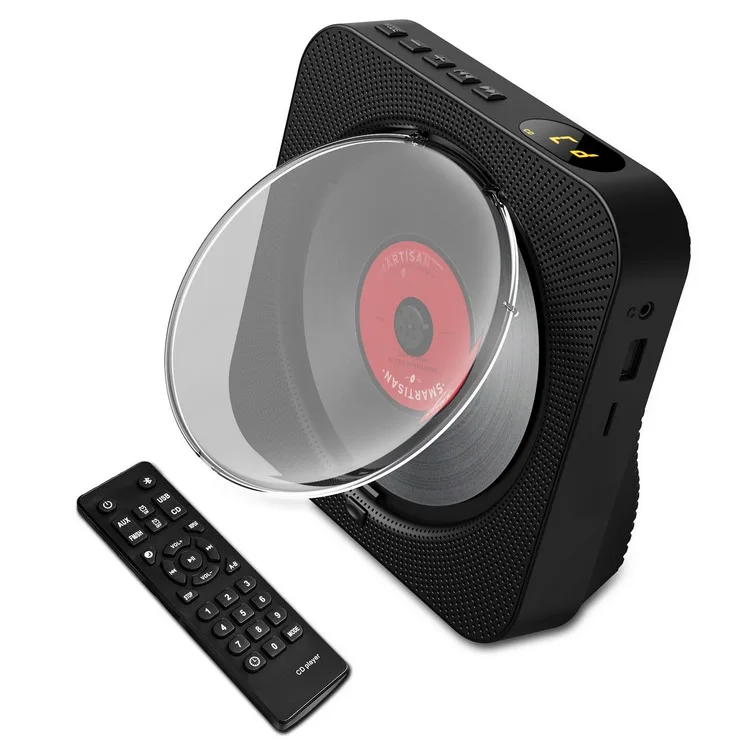 BT5.1 CD Player Portable Music Player FM Radio Desktop CD Runner with Dustproof Cover LED Display 6 Modes A-B Repeat Timer