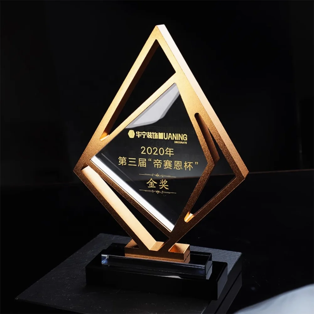 New Creation Shape Trophy Award Crystal Trophy Blank  medal K9 Crystal Awards Metal base for Business Gift Awards Souvenir gifts