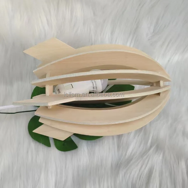 Wooden crafts Mosaic decorative rocket shape transparent appearance warm home atmosphere lamp