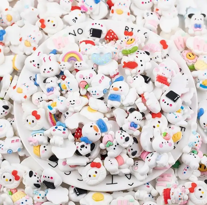 100pcs Pack Mixture Cartoon Resin Charms DIY Cream Glue Phone Shell Charms Cups Decoration Charms