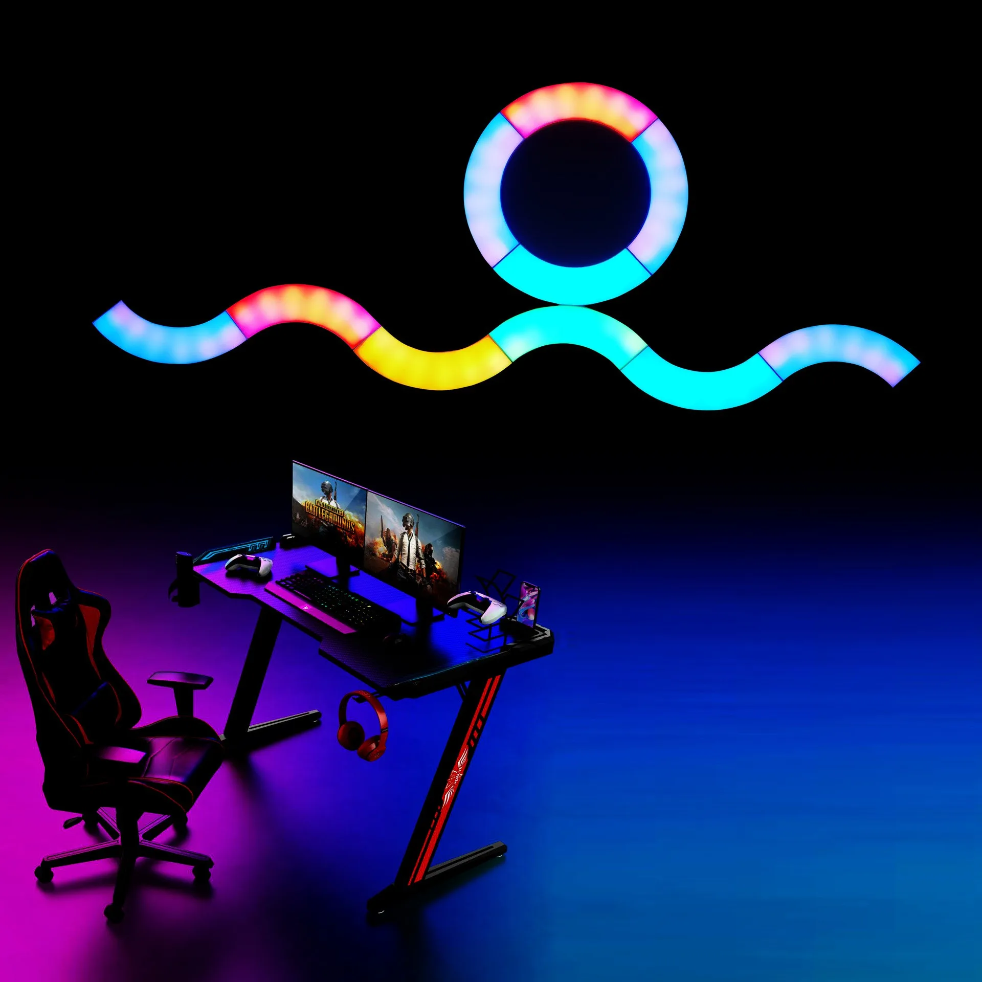 Лучшее качество Wifi Настенный бра для помещений Diy Rgb квантовый свет умный светодиодный ночник