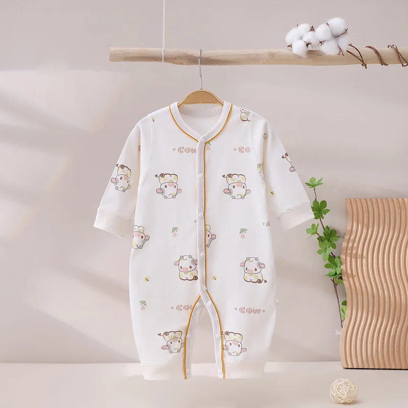 Autumn winter and spring baby clothes boneless pure cotton Class Aa newborn jumpsuit male and female baby crawling clothes